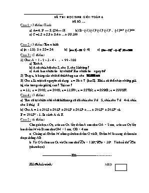 Đề thi học sinh giỏi môn Toán Lớp 6 - Năm học 2011-2012 - Trường THCS Thị trấn Cành Nàng (Có đáp án)